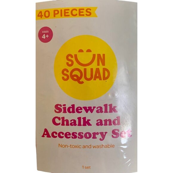 Sidewalk Chalk Bucket & Accessory Set 40 PC Washable Non-toxic Sun Squad Ages 4+ - Picture 4 of 7